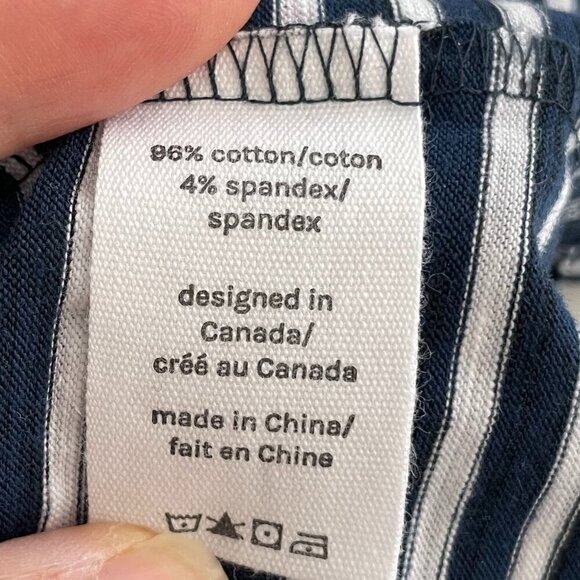 Neon Buddha Oversize Stripe 2/3 Slv Scoop Nk Top w Button Detail Navy Wht Sz S - Picture 8 of 14